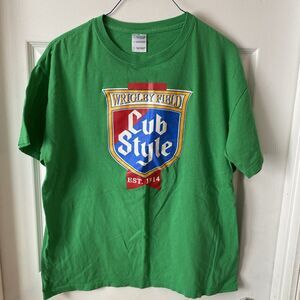 Wrigley Field Cub Style T Shirt Men’s Large Green Shield Harry Carey